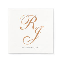 Elegant Dusty Gold Monogram bruiloft servetten