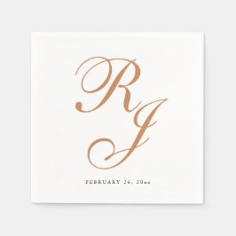 Elegant Dusty Gold Monogram bruiloft servetten