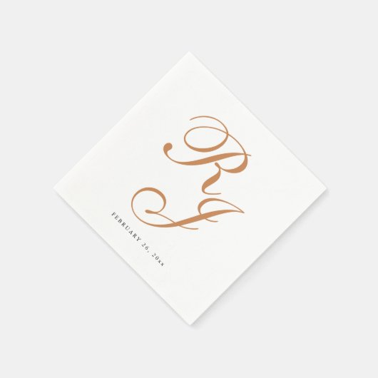 Elegant Dusty Gold Monogram bruiloft servetten (Hoek)