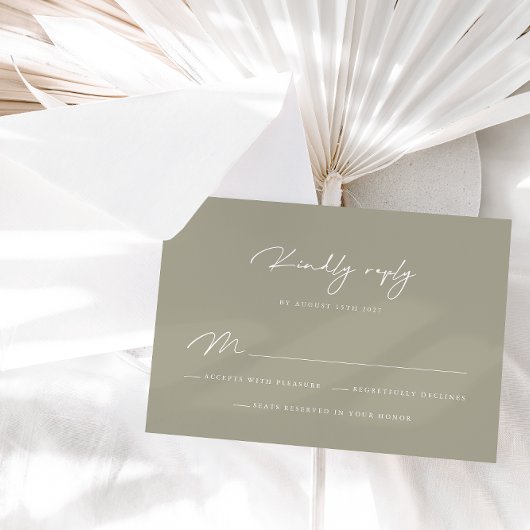 Elegant Dusty Gray Calligraphy RSVP Card