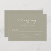 Elegant Dusty Gray Calligraphy RSVP Card (Voorkant / Achterkant)