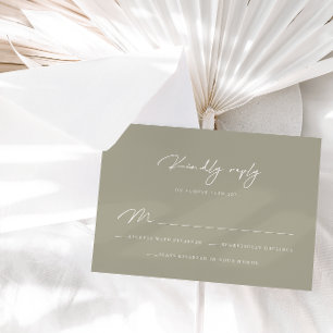 Elegant Dusty Gray Calligraphy RSVP Card Kaartje