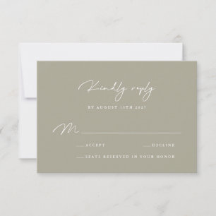 Elegant Dusty Gray Calligraphy RSVP Card Kaartje