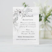 Elegant Dusty Gray White Floral Waterverf Wedding Informatiekaartje (Staand voorkant)