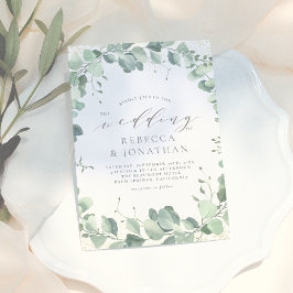 Elegant Dusty Green Eucalyptus Greenery Wedding Kaart