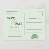 Elegant Dusty Green Ginkgo Floral Save the Date Uitnodiging Briefkaart (Achterkant)