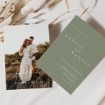 Elegant Dusty Green Script Photo Classic Wedding Kaart<br><div class="desc">Ontworpen om te coördineren met voor het "Moderne Klassieke" Collectie van de Uitnodiging van de Weddenschap. Klik op "Personaliseren" als je details wilt wijzigen. Uitzicht de verbinding van het collectie op deze pagina om alle passende punten in dit prachtige ontwerp te zien of het collectie te zien https://bit.ly/3H2bCfh</div>