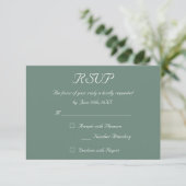 Elegant Dusty Green Wedding RSVP Invitation Kaart (Staand voorkant)