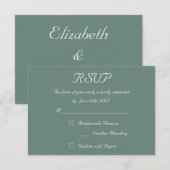 Elegant Dusty Green Wedding RSVP Invitation Kaart (Voorkant / Achterkant)
