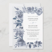 Elegant Dusty Grey Waterverf Floral Wedding Kaart (Voorkant)