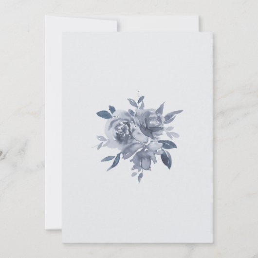 Elegant Dusty Grey Waterverf Floral Wedding Kaart (Achterkant)
