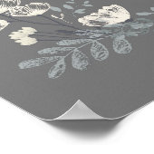 Elegant dusty Grey & White floral bruiloft welkom Poster (Hoek)