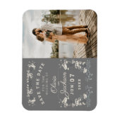 Elegant dusty grijs & witte floral save the date i magneet (Verticaal)