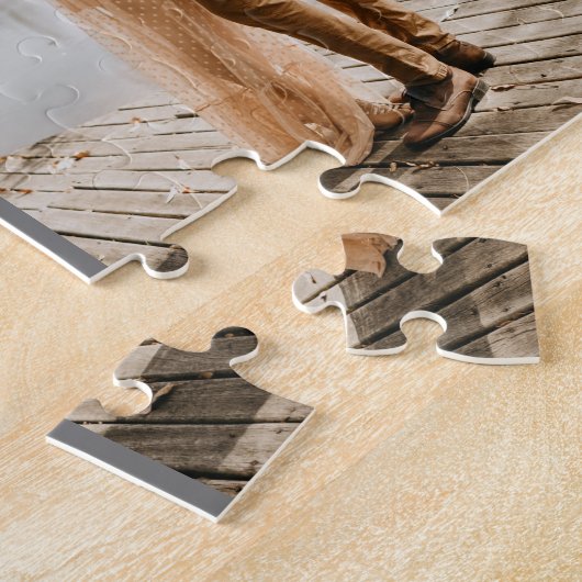 Elegant dusty grijs & witte floral save the date legpuzzel (Zijkant)