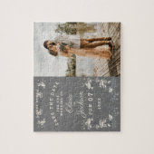 Elegant dusty grijs & witte floral save the date legpuzzel (Verticaal)