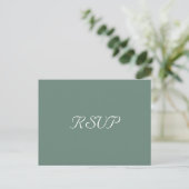Elegant Dusty Groene Partij Bruiloft Reactie RSVP Briefkaart (Staand voorkant)