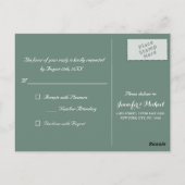 Elegant Dusty Groene Partij Bruiloft Reactie RSVP Briefkaart (Achterkant)