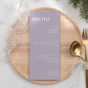 Elegant Dusty Lila Art Deco Tall Dinner Menu