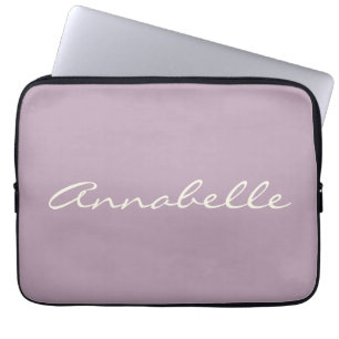 Elegant Dusty Lila Handgeschreven Script Name Cust Laptop Sleeve