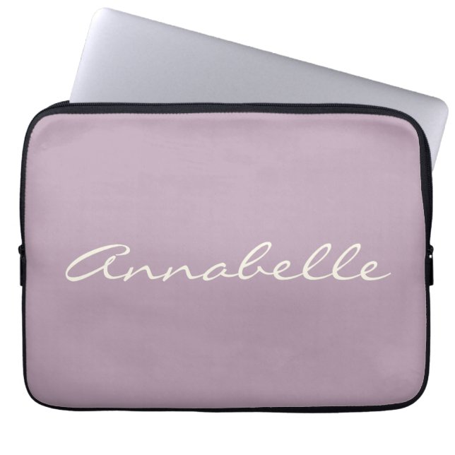 Elegant Dusty Lila Handgeschreven Script Name Cust Laptop Sleeve (Voorkant)