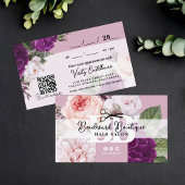Elegant Dusty Mauve Bloemenhaar Afspraak QR Visitekaartje