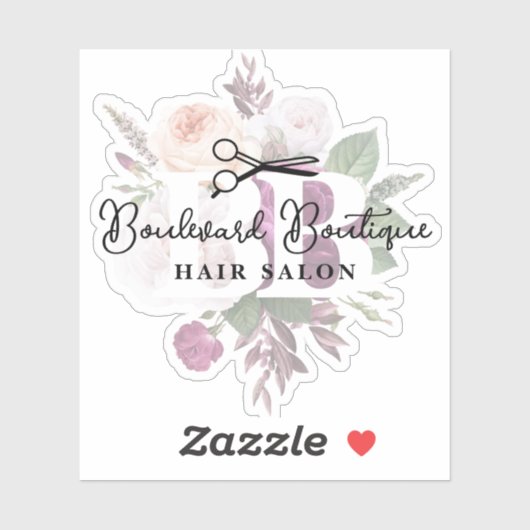 Elegant Dusty Mauve Bloemensalon Stylist Logo Sticker (Vel)