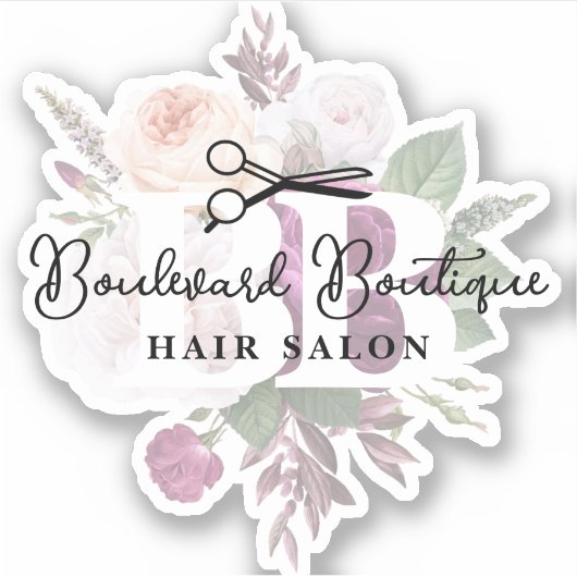 Elegant Dusty Mauve Bloemensalon Stylist Logo Sticker (Voorkant)