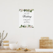 Elegant Dusty Mauve Botanical Weddenschap Welkom Poster (Keuken)