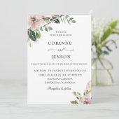 Elegant Dusty Mauve Botanische Bruiloft Kaart (Staand voorkant)