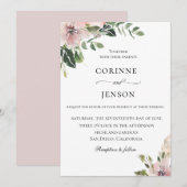 Elegant Dusty Mauve Botanische Bruiloft Kaart (Voorkant / Achterkant)