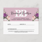 Elegant Dusty Mauve Floral Cadeaubon Kaart (Achterkant)