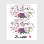 Elegant Dusty Mauve Floral Persoonlijke Naam Logo  Sticker (Vel)