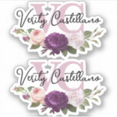 Elegant Dusty Mauve Floral Persoonlijke Naam Logo  Sticker (Voorkant)
