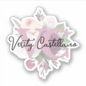 Elegant Dusty Mauve Floral Persoonlijke Naam Logo Sticker (Voorkant)