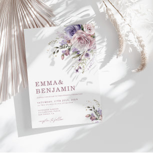 Elegant Dusty Mauve & Lavendel Bruiloft Bloemen Kaart