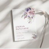 Elegant Dusty Mauve & Lavendel Bruiloft Bloemen Kaart