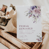 Elegant Dusty Mauve & Lavendel Bruiloft Bloemen Kaart