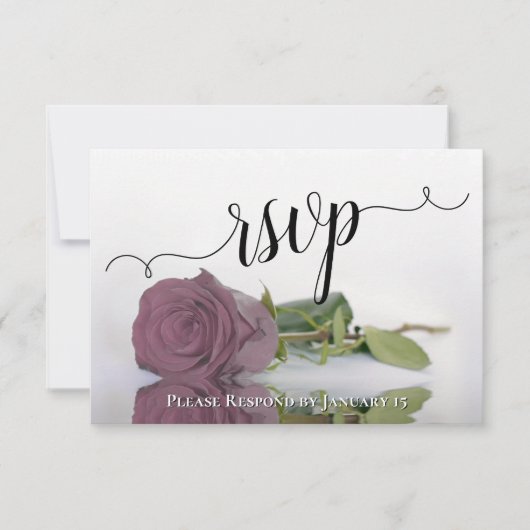 Elegant Dusty Mauve Pink Reflecterend Roos Wedding RSVP Kaartje (Voorkant)