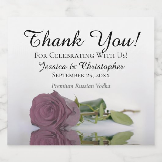 Elegant Dusty Mauve Pink Rose Weddenschap Bedankt Likeurfles Etiket (Enkel label)