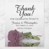 Elegant Dusty Mauve Pink Rose Weddenschap Bedankt Wijn Etiket (Enkel label)