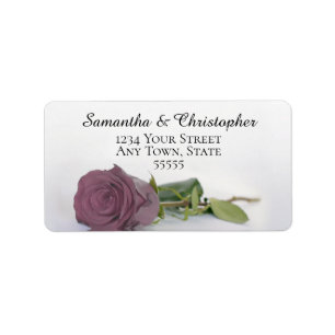Elegant Dusty Mauve Pink Rose Wedding Address Etiket