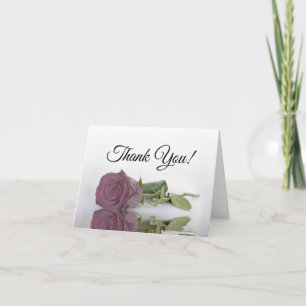 Elegant Dusty Mauve Pink Rose Wedding Photo Inside Bedankkaart