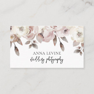 Elegant Dusty Mauve Roos Floral Border Visitekaartje
