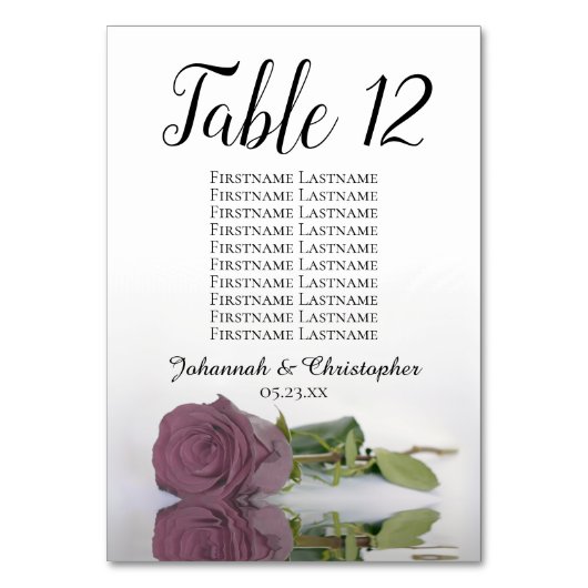Elegant Dusty Mauve Roos Seating Chart Wedding Kaart (Achterkant)