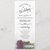 Elegant Dusty Mauve Roze Rose Romantische bruiloft Programmakaart (Voorkant)