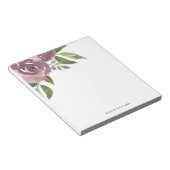 Elegant Dusty Mauve Waterverf Floral Notitieblok (Schuin)