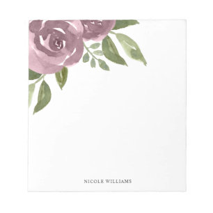 Elegant Dusty Mauve Waterverf Floral Notitieblok