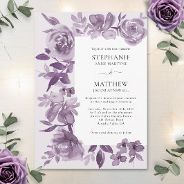Elegant Dusty Mauve Waterverf Floral Wedding Kaart