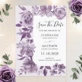 Elegant Dusty Mauve Waterverf Floral Wedding Save The Date