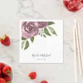 Elegant Dusty Mauve Waterverf Floral Wedding Servet (Insitu)